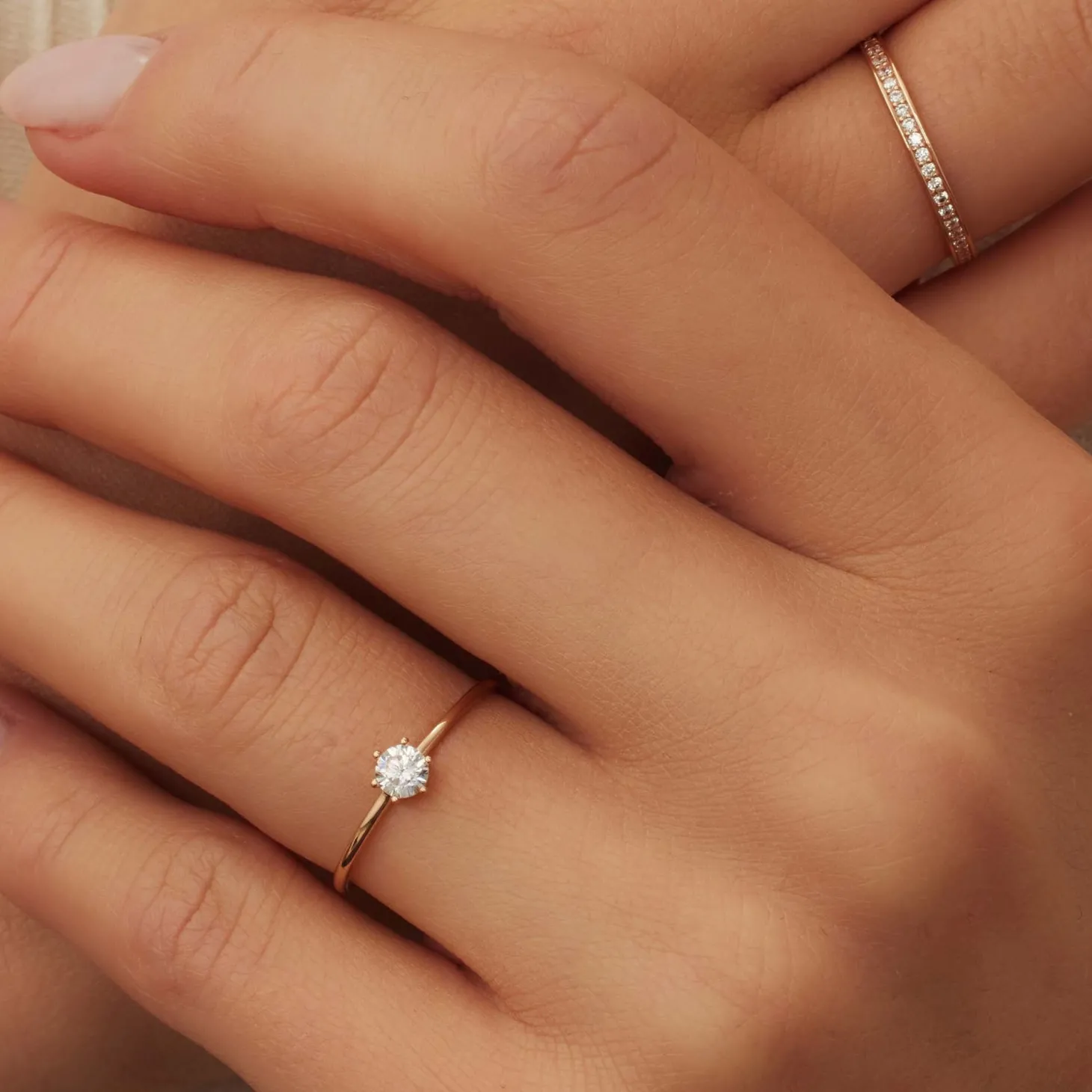 Isabel Bernard La Concorde Abelle 14 karaat rosé gouden ring met zirkonia steentje Clearance