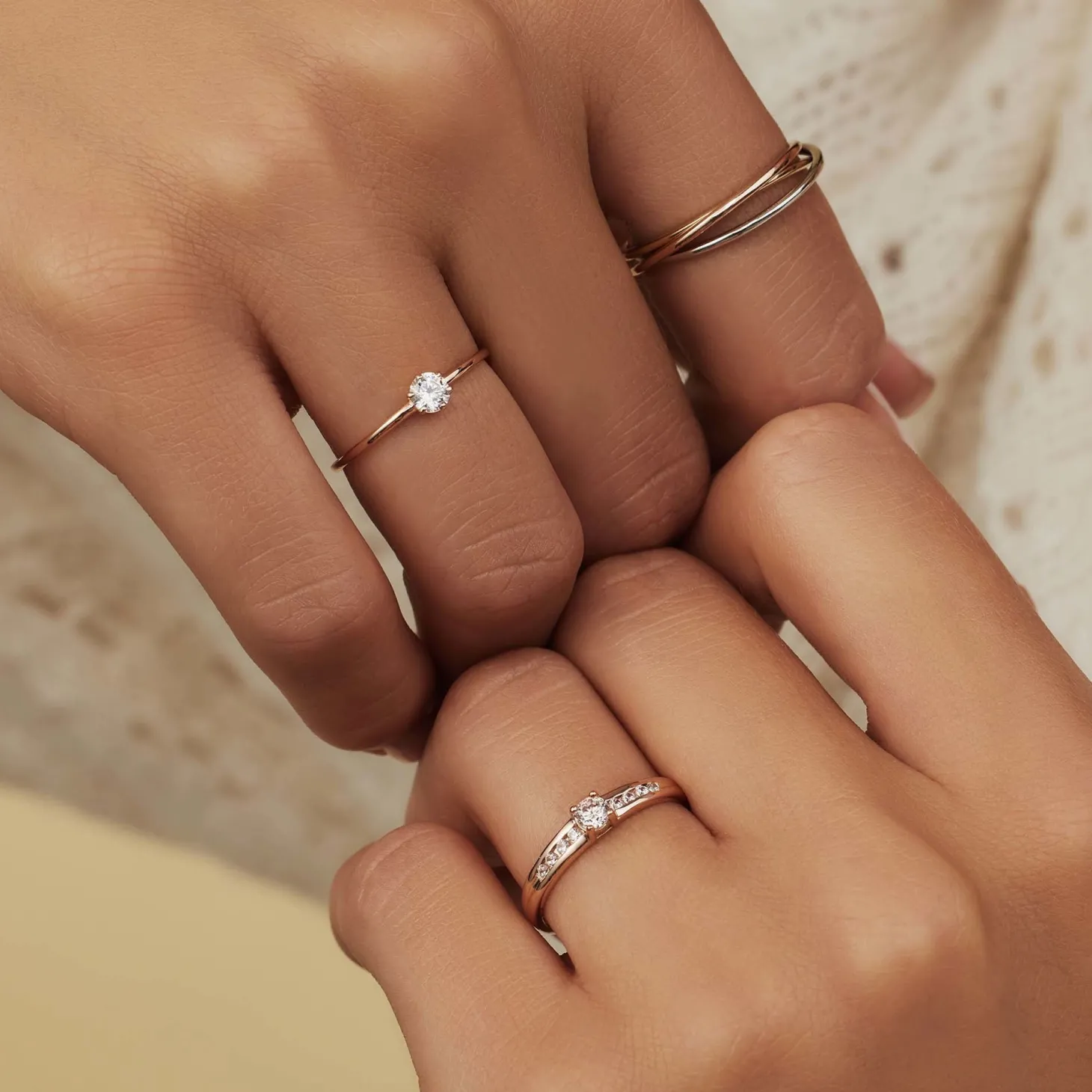 Isabel Bernard La Concorde Abelle 14 karaat rosé gouden ring met zirkonia steentje Clearance