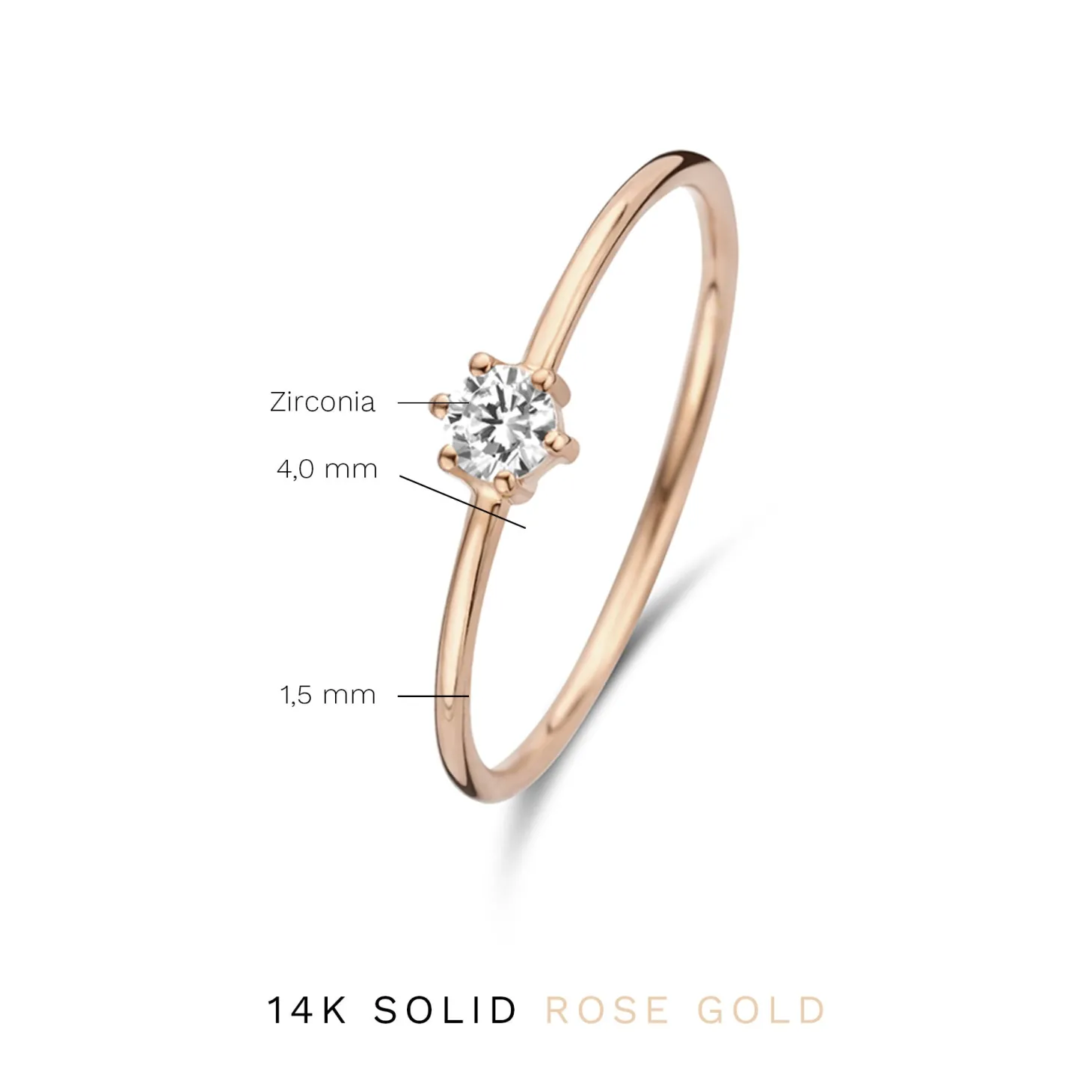 Isabel Bernard La Concorde Abelle 14 karaat rosé gouden ring met zirkonia steentje Clearance