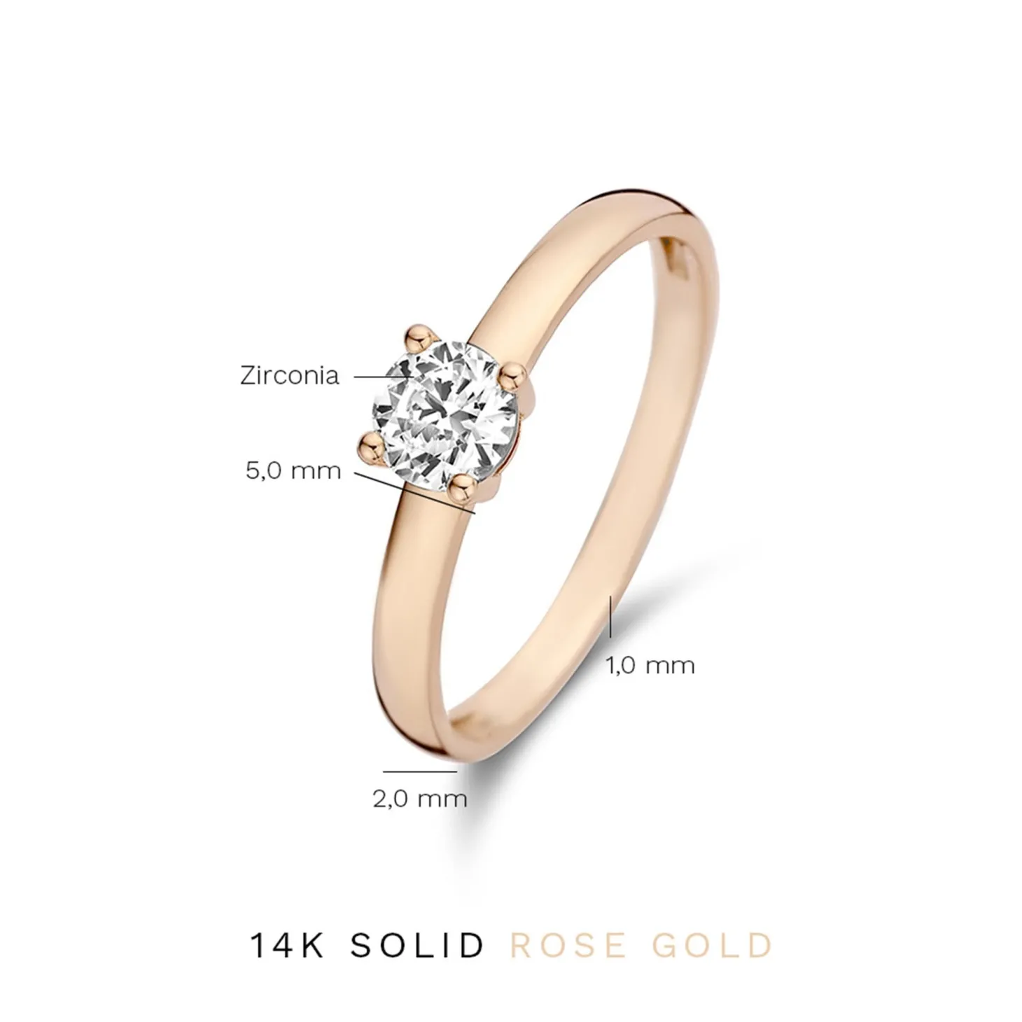 Isabel Bernard La Concorde Soleil 14 karaat rosé gouden ring met zirkonia steentje Cheap