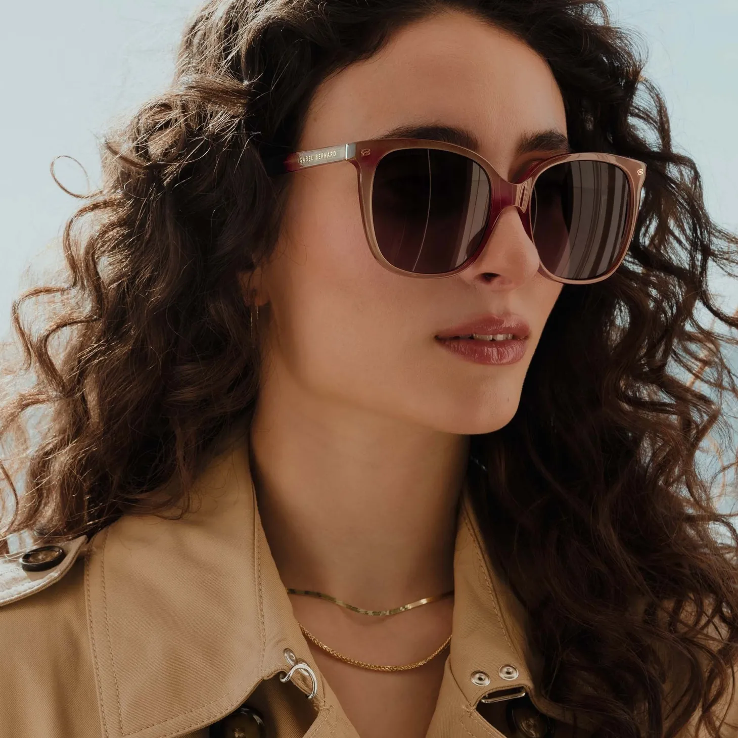 Isabel Bernard La Villette Raison transparant beige vierkante zonnebril met bruine gradient glazen Cheap