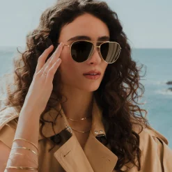 Isabel Bernard La Villette Remi goudkleurige aviator zonnebril met groene glazen Cheap