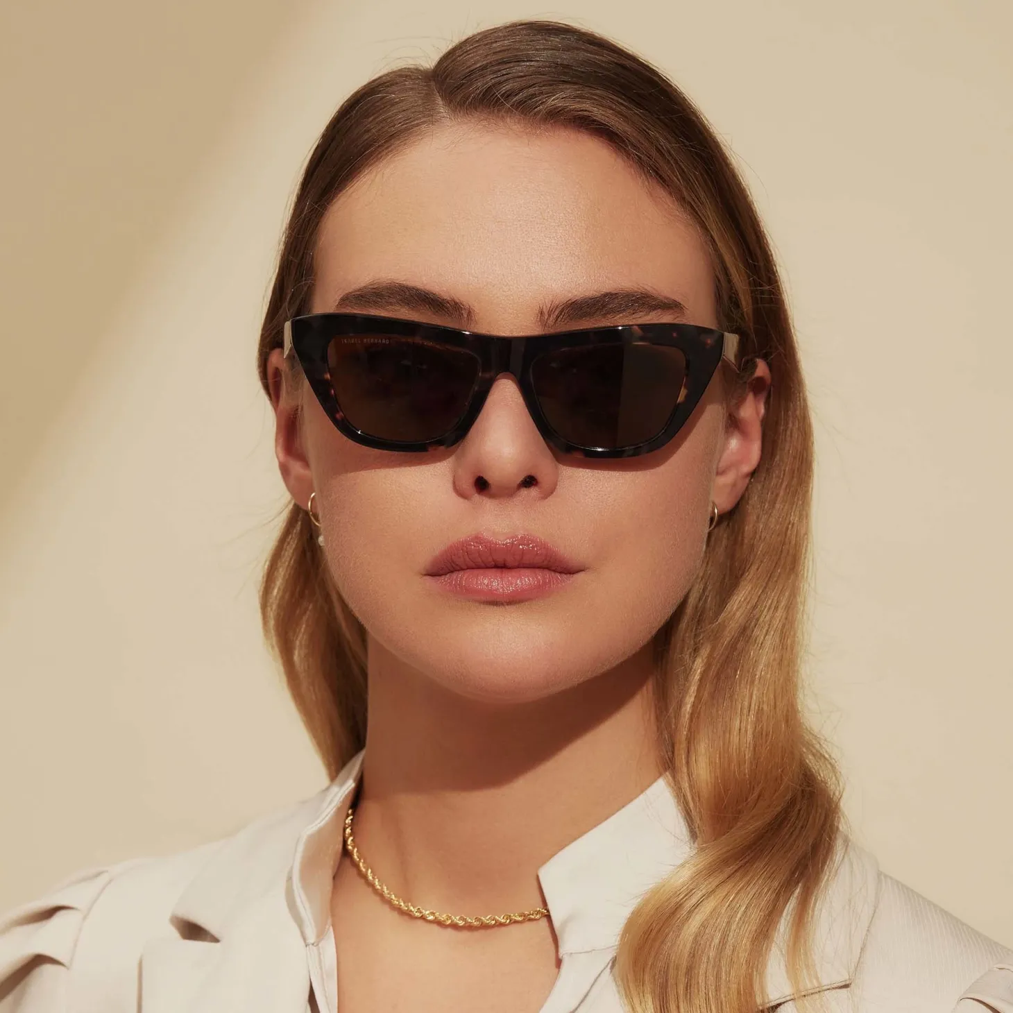 Isabel Bernard La Villette Roselin bruin tortoise cat eye zonnebril met bruine glazen Outlet