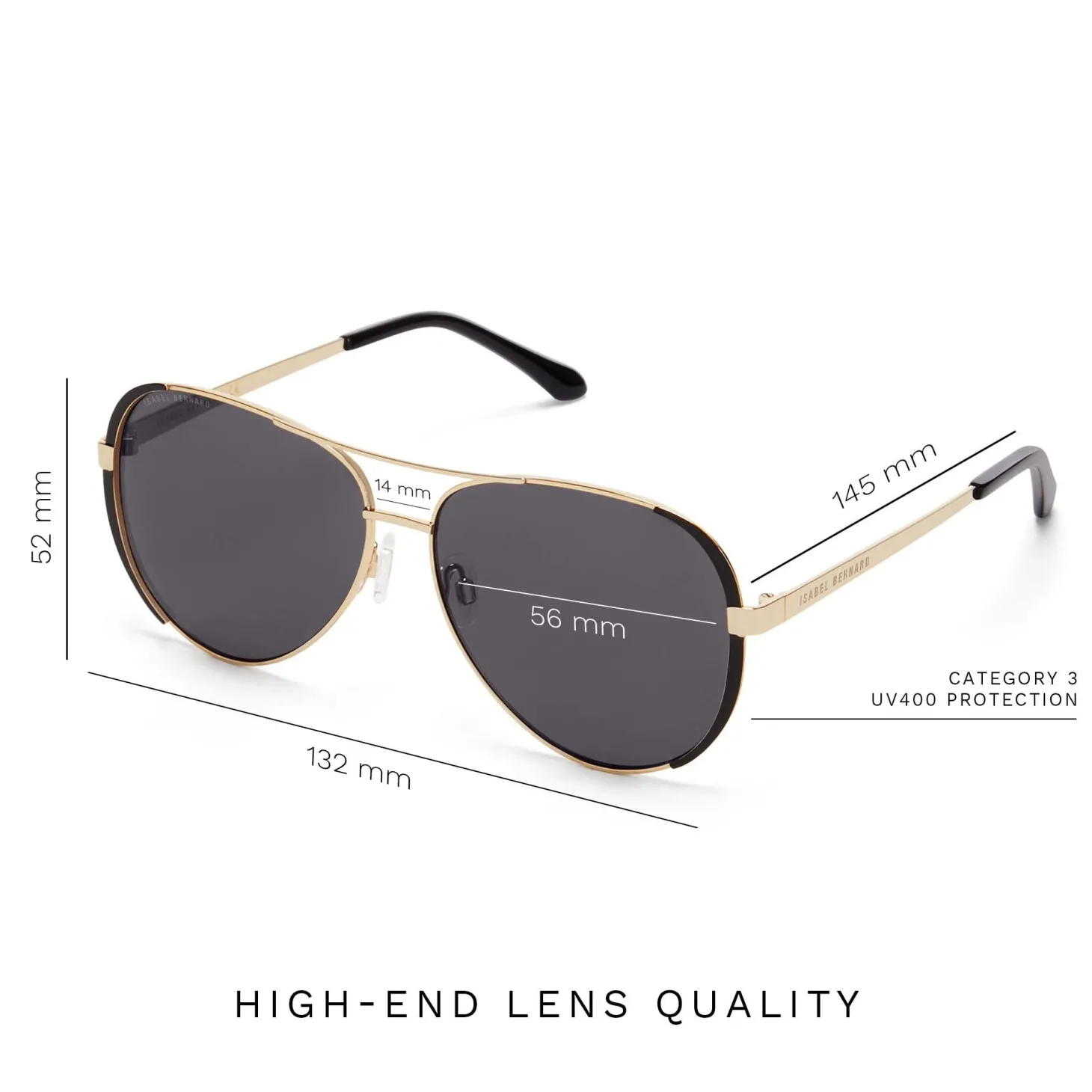Isabel Bernard La Villette Roxanne goudkleurige aviator zonnebril met zwarte glazen Outlet