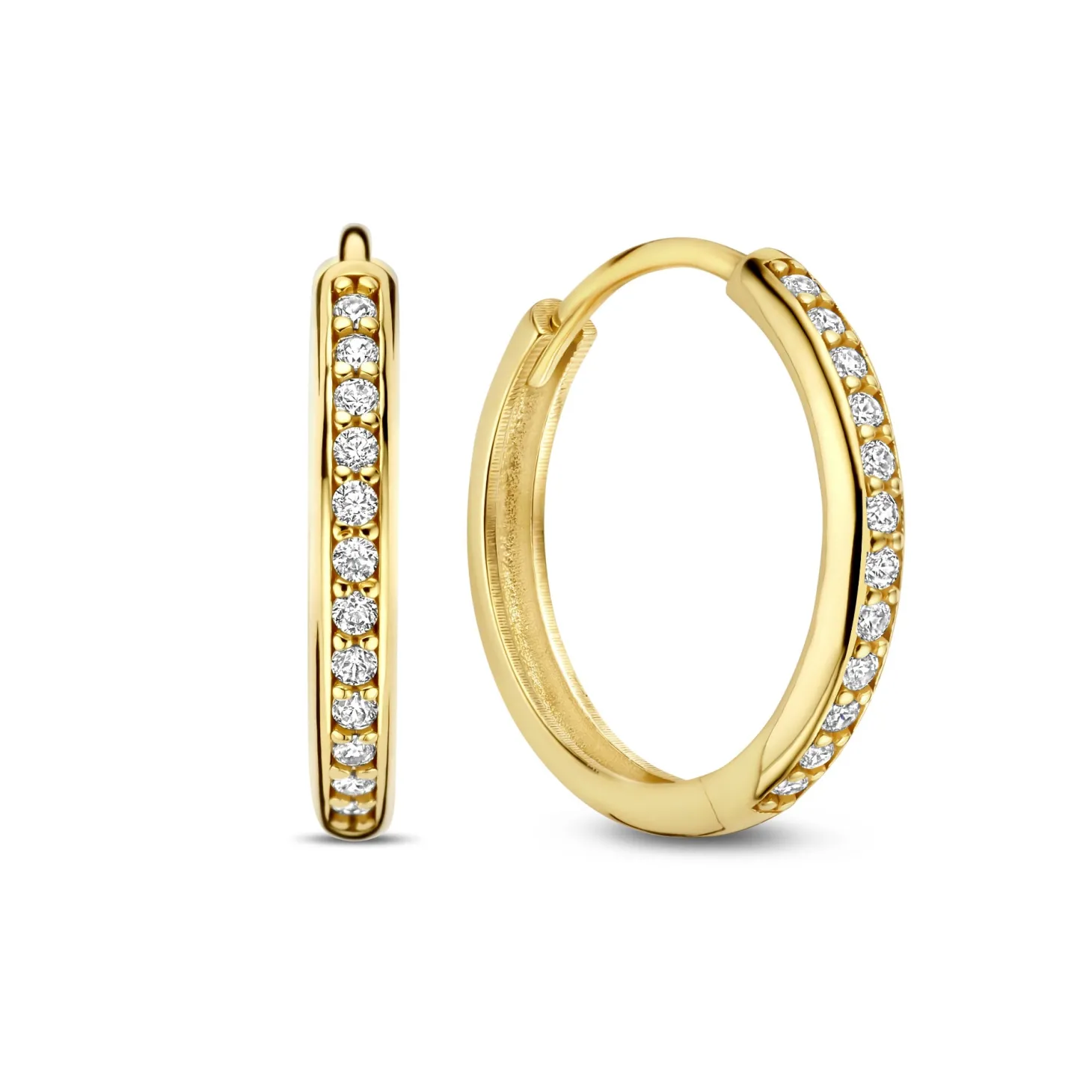 Isabel Bernard Le Marais Merle 14 karaat gouden creolen met zirkonia (12.5 mm) Store