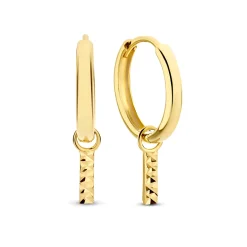Isabel Bernard Rivoli Laura 14 karaat gouden creolen met diamond cut staafje Online