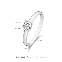 Isabel Bernard Saint Germain de Buci 14 karaat witgouden ring met zirkonia steentje New