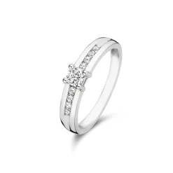 Isabel Bernard Saint Germain Estee 14 karaat witgouden ring met zirkonia steentjes Store