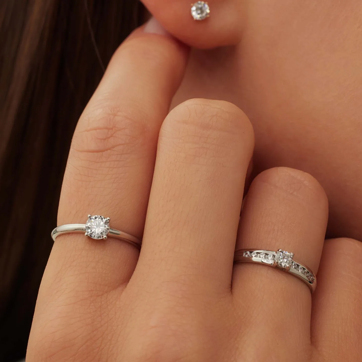 Isabel Bernard Saint Germain Estee 14 karaat witgouden ring met zirkonia steentjes Store