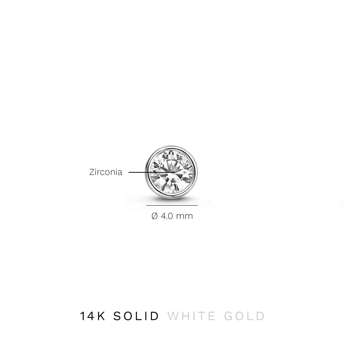 Isabel Bernard Saint Germain Juliette 14 karaat witgouden oorknoppen met zirkonia steentje Fashion