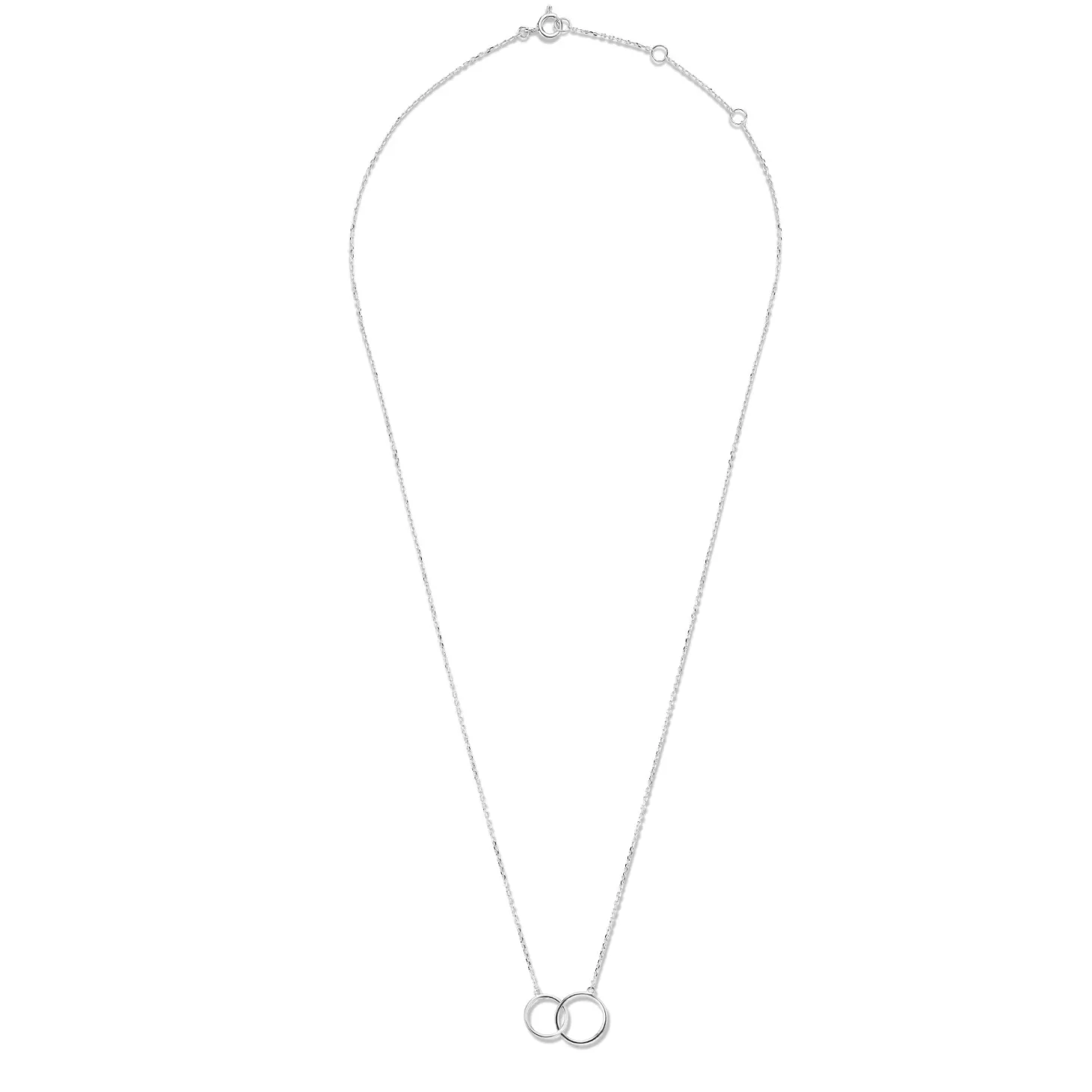 Isabel Bernard Saint Germain Loulou 14 karaat witgouden collier met twee ringetjes Hot