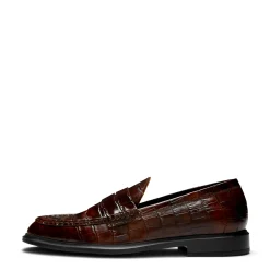 Isabel Bernard Vendôme Blandine croco bruine loafers van kalfsleer Store