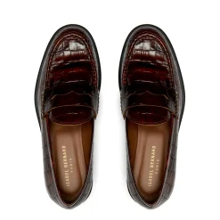 Isabel Bernard Vendôme Blandine croco bruine loafers van kalfsleer Store