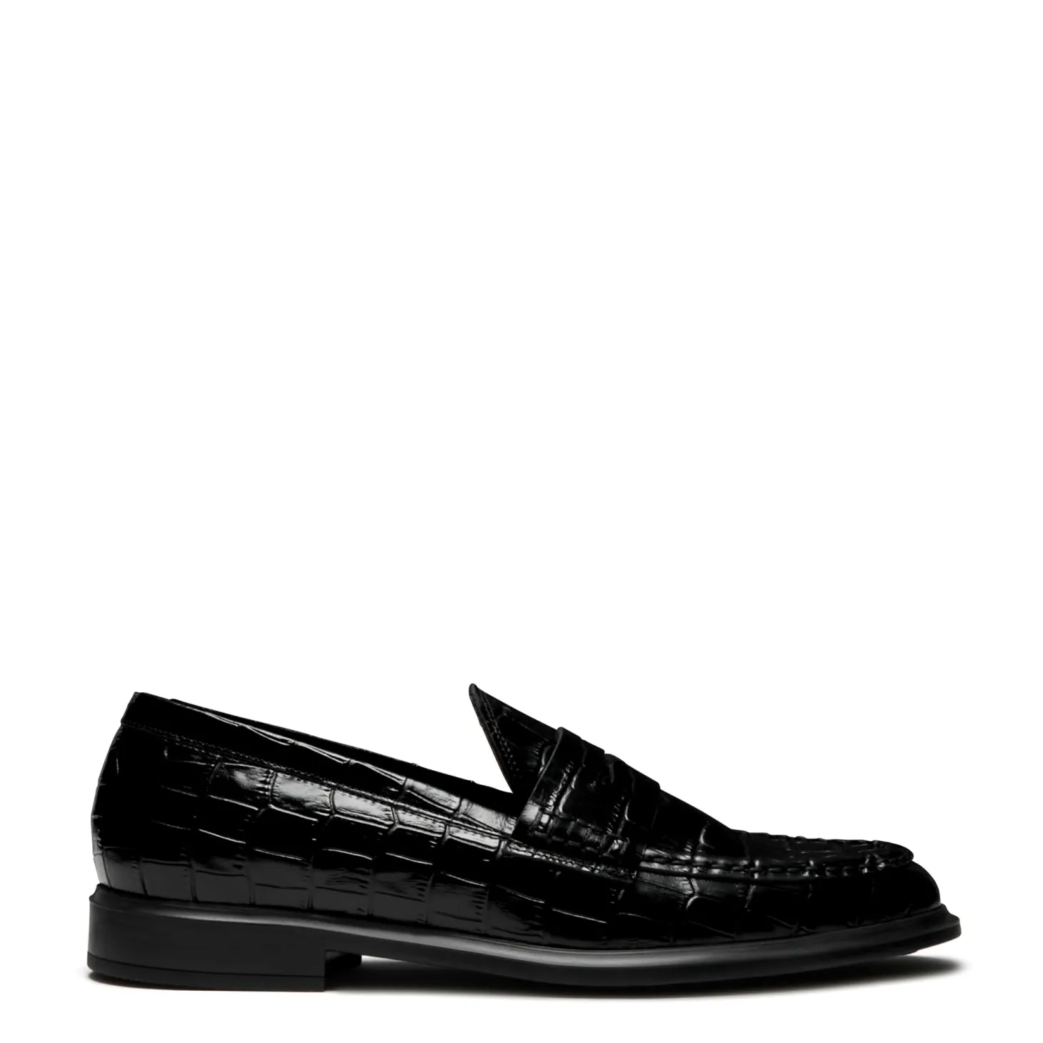 Isabel Bernard Vendôme Blandine croco zwarte leren loafers van kalfsleer Store