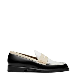 Isabel Bernard Vendôme Blandine zwart en wit leren loafers van kalfsleer met witte details Best Sale