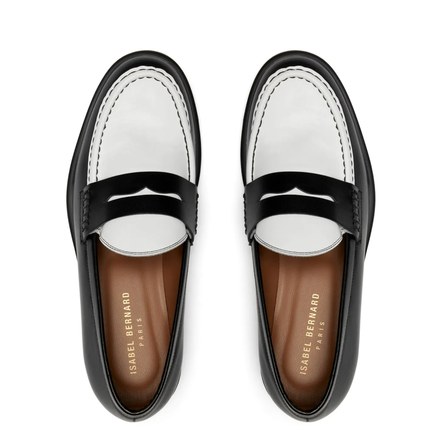 Isabel Bernard Vendôme Blandine zwart-wit leren loafers van kalfsleer Discount