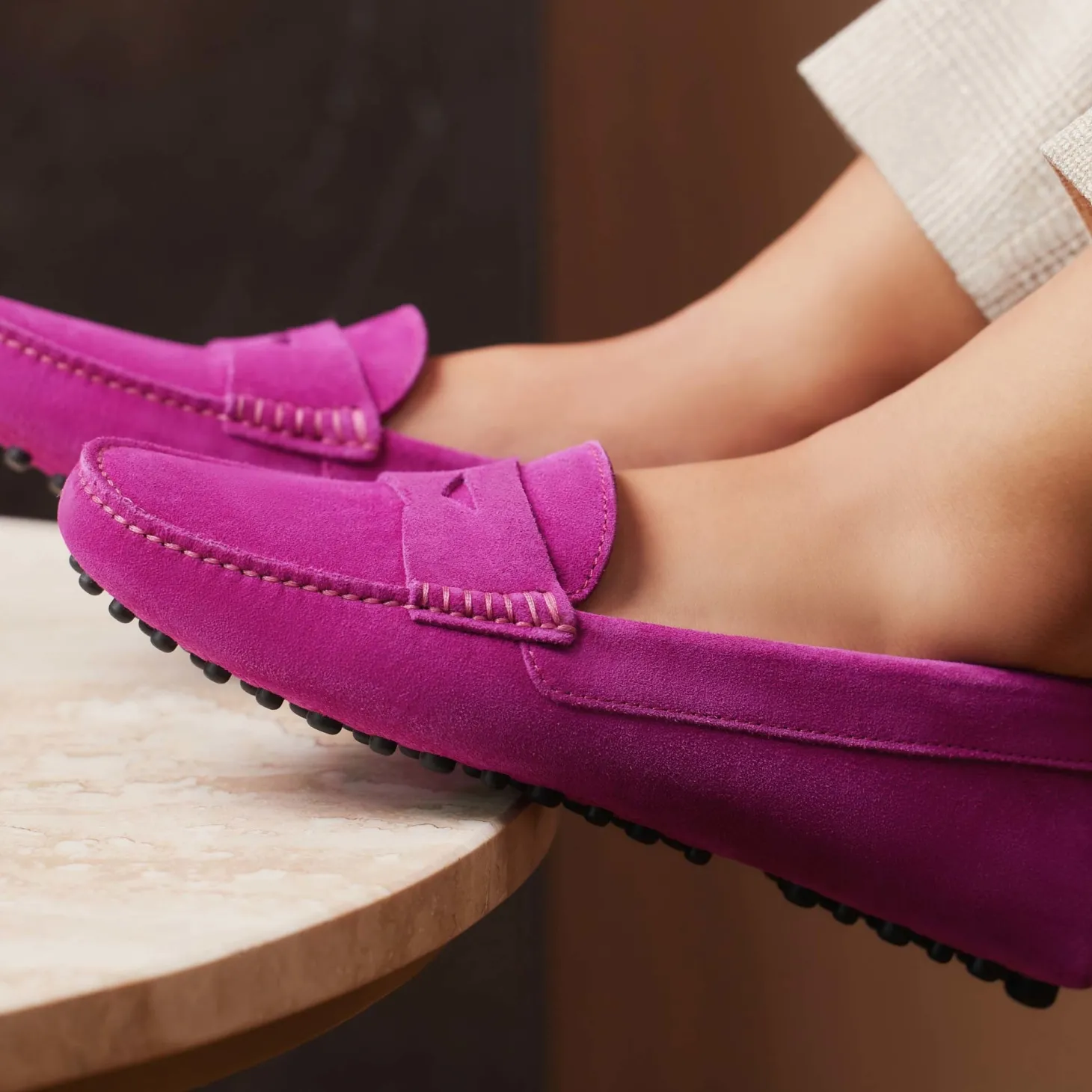 Isabel Bernard Vendôme Marie fuchsia suède mocassins Discount
