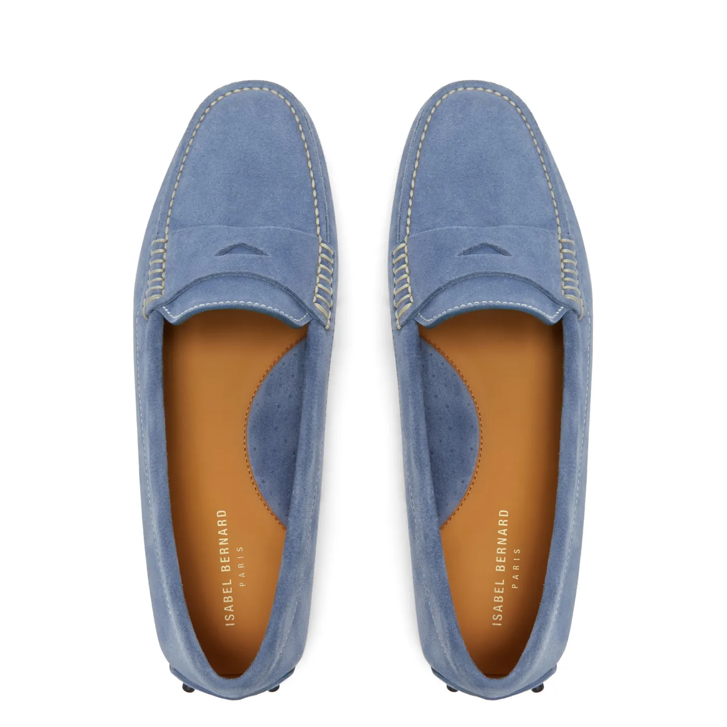 Isabel Bernard Vendôme Marie lichtblauwe suède mocassins New