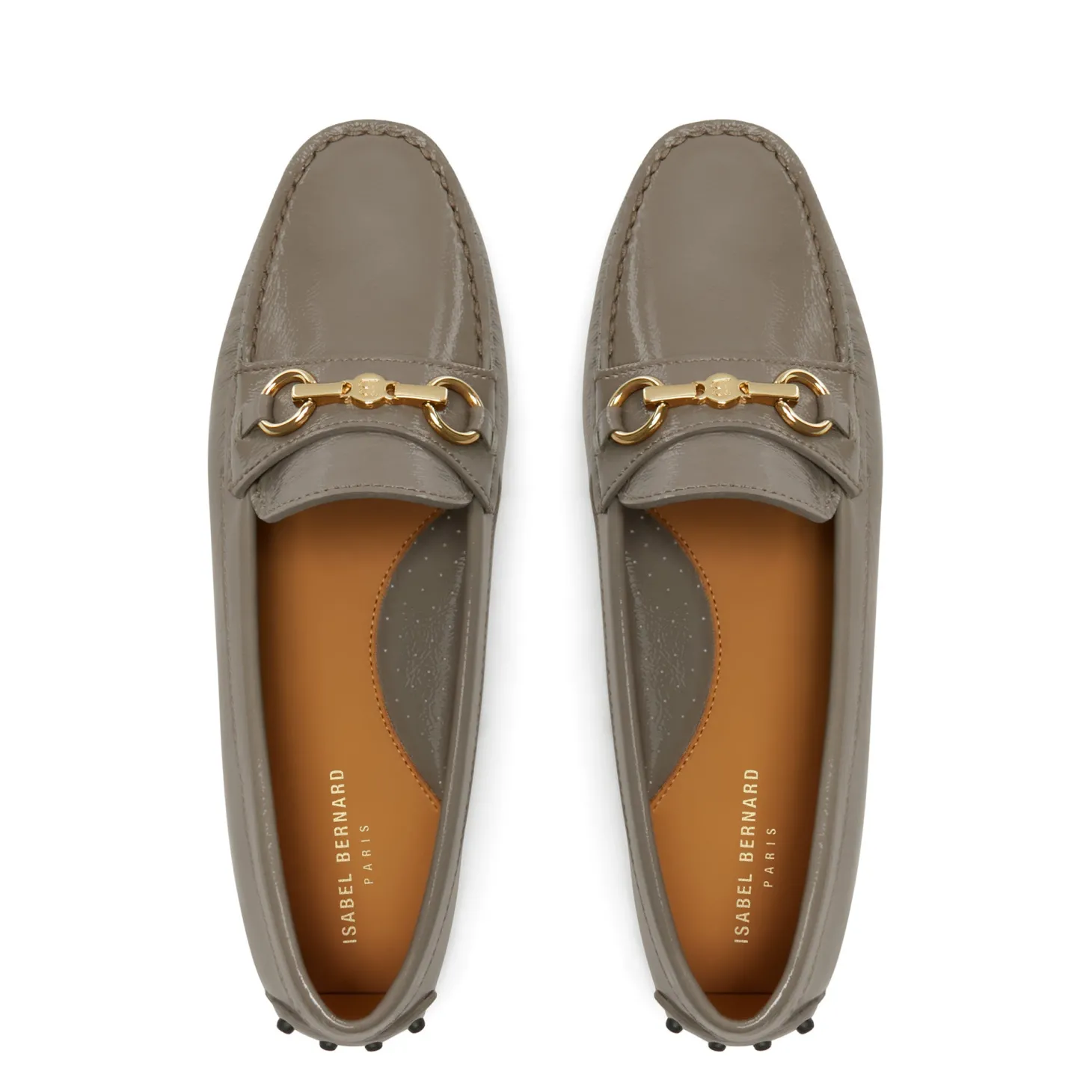 Isabel Bernard Vendôme Marie taupe lakleren mocassins van kalfsleer Hot